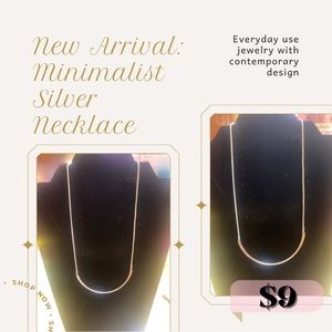 Silver, minimalist, statement necklace. Only 1 available. & Only $9!